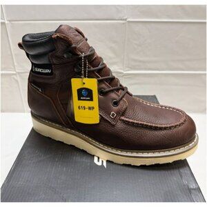 Sureway Mens Leather Waterproof Moc Toe Work Boots Black Brown Size 10 NEW